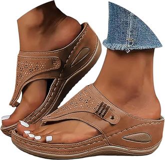 Generic Wedge Flip Flops Women UK Orthopedic Flip Flops Wedge Sandals for Women Wide Fit Summer Slides Beach Shoes Toe Post Slippers Lightweight Orthopedic Sa