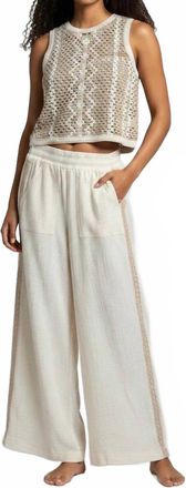 Dex Clothing Gauze Pant With Side Detail In Beige & Cream