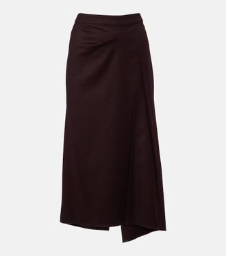 Victoria Beckham Draped virgin wool midi skirt