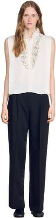 Sandro Ruffled collar shirt in Ecru at Nordstrom, Size X-Large