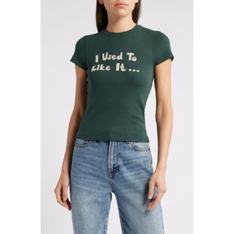 Re/Done 90s Now I Love Graphic Baby Tee in Juniper at Nordstrom Rack, Size X-Small