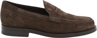 Tod's Suede Penny Loafers - Heren - Schoenen - Bruin - Maat: 45 EU Su&egrave;de