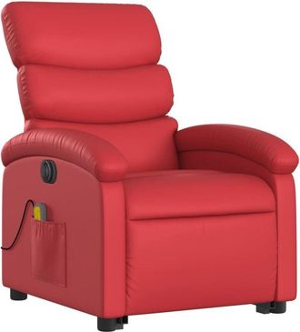 vidaXL Vidaxl - Sillón de majaje elevable eléctrico cuero artificial rojo
