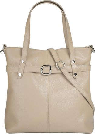 Cluty Shopper CLUTY, Damen, Gr. B/H/T: 30cm x 31cm x 11cm onesize, beige, Leder, leicht gl&auml;nzend, unifarben, Taschen Shopper, echt Leder, Made in Italy