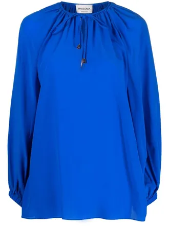 Phaeonia self-tie silk blouse - women - Silk - 40 - Blue