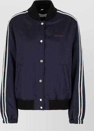 Off-white acetate blend padded bomber jacket