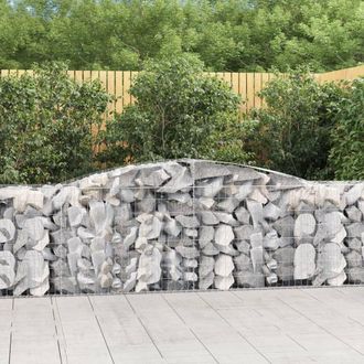 Berkfield Home Arched Gabion Baskets 10 pcs 400x50x80/100 cm Galvanised Iron in Silver