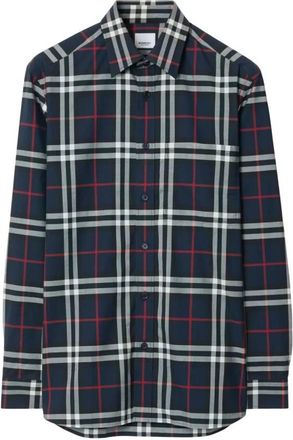 Burberry Caxtan Check-Pattern Cotton Shirt, Size Large