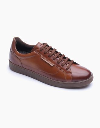 base Mens Base London Zammo Leather Mens TAN Trainers - Brown - Size: 11