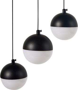 Beliani Lámpara colgante moderna 3 luces led integradas pantalla redonda metal pintado vidrio negro Ankobra