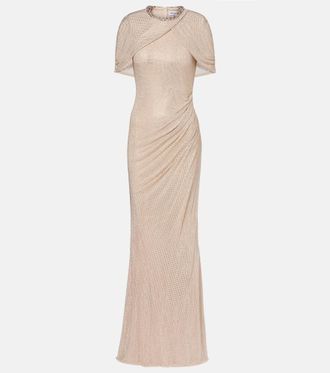 Self Portrait Embellished caped maxi dress