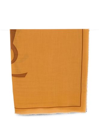 Saint Laurent Orange Logo Solid Scarf
