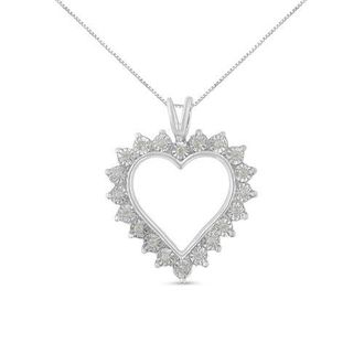 House of Brilliance Silver 1/4 Cttw Miracle Set Diamond Open Heart Pendant Necklace in White at Nordstrom