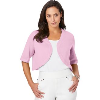 Jessica London Curved Hem Shrug in Pink at Nordstrom, Size Small