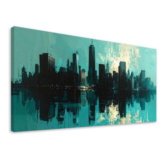 Feeby Cuadro Sobre Lienzo, Edificios Modernos Ciudad Turquesa, 120x60