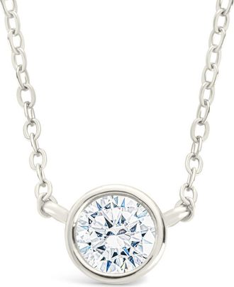 Sterling Forever Round Cubic Zirconia Pendant Necklace in Silver at Nordstrom