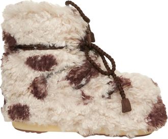 Moon Boot Beige Enkellaarzen met Faux Fur - Dames - Winterlaarzen - Beige - 39 EU - Leer - Schoenen