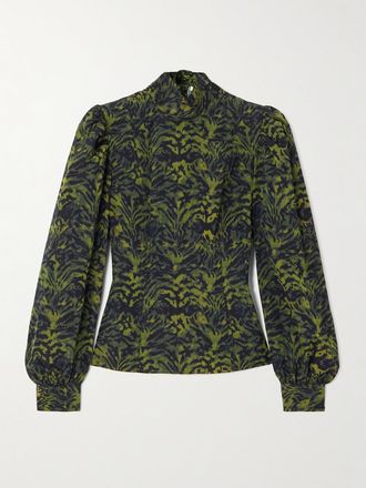 Ulla Johnson Blusa In Popeline Stampato Giorgia - Verde
