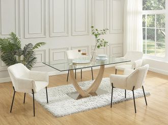 Vente-Unique Sedia con braccioli in Tessuto bouclette e Metallo Nero Panna - Lotto di 2 - AKETI