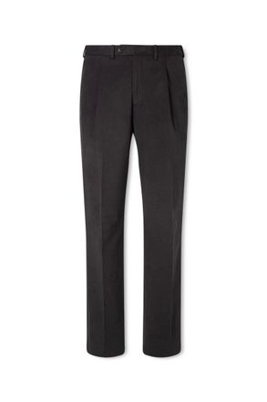 Saman Amel Amo Straight-Leg Brushed Cotton-Blend Twill Sui Trousers