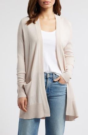 Caslon Everyday Open Front Cardigan in Beige Oatmeal Light Heather at Nordstrom Rack, Size Xx-Small