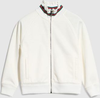 Gucci Kids - Jersey Zip Jacket With Web, White, Ready-to-wear