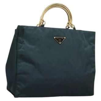 Prada Pre-owned Tote Bags, female, Green, Size: ONE SIZE Pre-owned Nylon Tote Bag