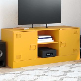 vidaXL Vidaxl - Mueble Para Tv De Acero Amarillo Mostaza 99x39x44 Cm