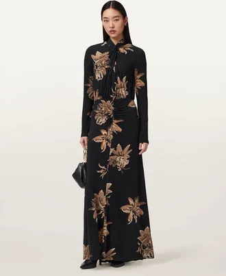 AllSaints Mina Floral A-Line Maxi Dress