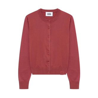 Alpha Studio Cardigans, female, Red, Size: 3XL Maglia Rebecca M/Lunghe