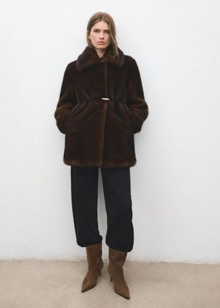 Mango Stivaletto in pelle scamosciata a punta marrone medio - Donna - 35 - MANGO