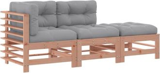 vidaXL Juego De Sof&aacute;s De Jard&iacute;n 3 Pzas Y Cojines Madera Abeto Douglas Vidaxl