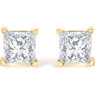 House of Brilliance IGI Certified 14k Yellow Gold 1/2 Cttw Princess Solitaire Diamond Stud Earrings at Nordstrom