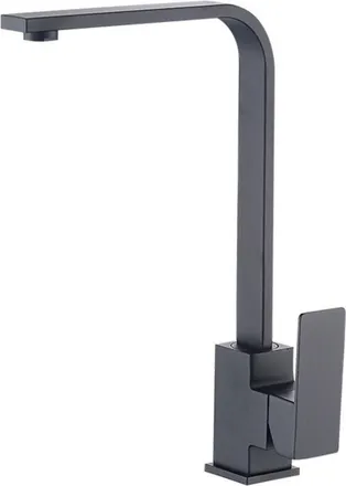 OEM Mitigeur Evier - Monotrou - Acier Inoxydable Noir Mat - Hauteur Totale 35 Cm - Eau Chaude Froide - Cuisine - 1 Piece