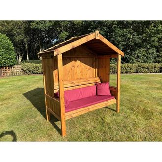Charles Taylor Trading Three Seater Imperial Arbour - Cushion Included - Fully Assembled in Light Brown