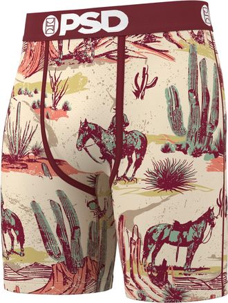 PSD Mens Western Print Boxer Briefs - 7 Inch Inseam Breathable and Supportive Mens Underwear, Ranch Life, L