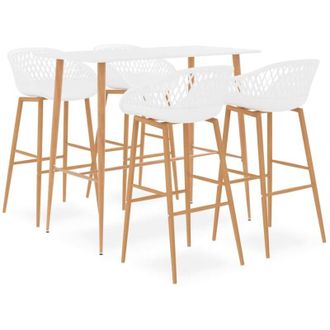 vidaXL Mesa Alta Y Taburetes De Bar De 5 Piezas Blanco