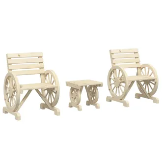 vidaXL Set Salotto Da Giardino 3 Pz In Legno Massello Di Abete - Vidaxl