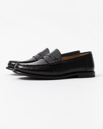 Boss Orange by Hugo Boss Mens Tevan Loafers in Black Leather - Size UK 12