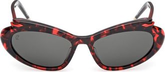 Christian Louboutin 56mm Geometric Sunglasses in Red Havana/gold/zeiss at Nordstrom