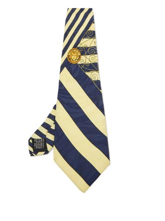 Versace striped silk tie - Yellow
