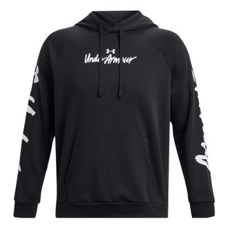 Under Armour Rival Fleece Graphic Hoodie Black White 1379760-001