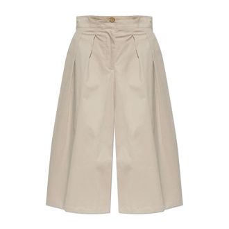 Emporio Armani Brushed Stretch Cotton Culottes - Dames - Korte Broeken - Beige - XS - Katoen - Korte Broeken