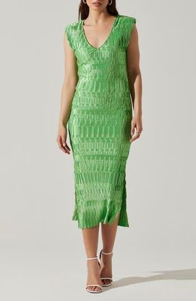 ASTR the Label Nyah Ruched Velvet Dress in Green at Nordstrom Rack, Size X-Large