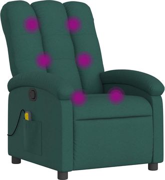 vidaXL Vidaxl - Sill&oacute;n De Masaje Reclinable De Tela Verde Oscuro