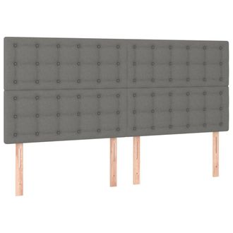 vidaXL Cabecero Con Luces Led Tela Gris Oscuro 160x5x118/128 Cm Vidaxl