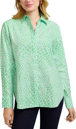 Foxcroft Meghan Giraffe Linen-Blend Shirt