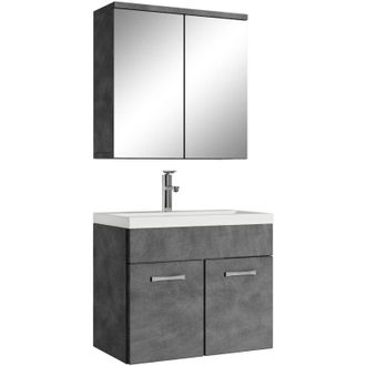 Badplaats Badplaats - Mobile da bagno Montreal 01 60cm Grigio Scuro - armadietto a specchio