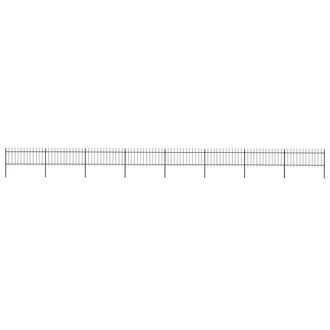 Berkfield Home Garden Fence with Spear Top Steel 13.6x0.8 m Black