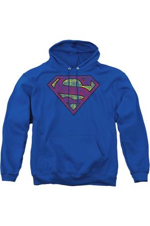 Gildan Superman Tattered Shield Adult Pull Over Hoodie / Hooded Sweatshirt
